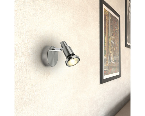 LED wandspot 5W 380 lm 3000 KH 11 cm nikkel/chroom