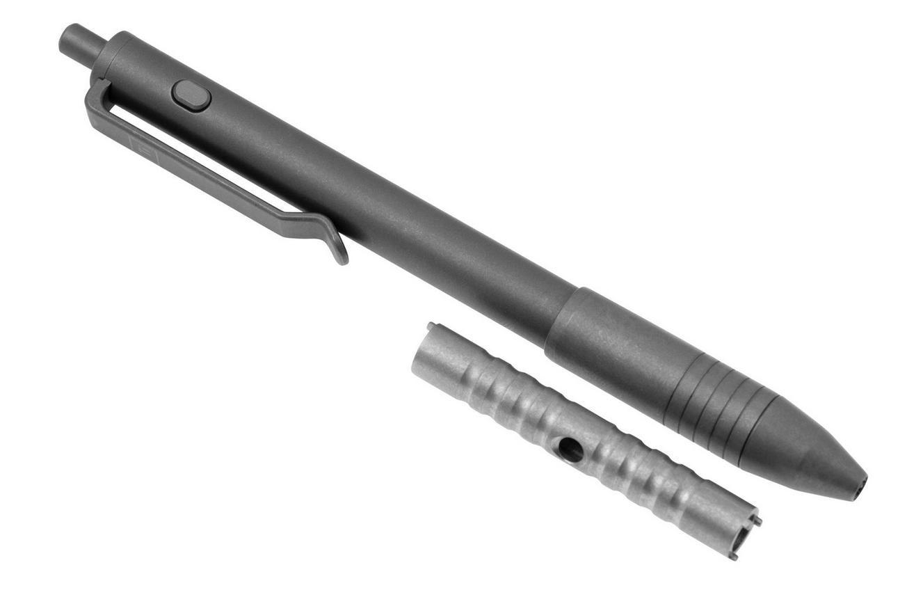 Big Idea Design Dual Side Click Pen DSC-SW Stonewashed Titanium, auto adjusting everyday carry pen