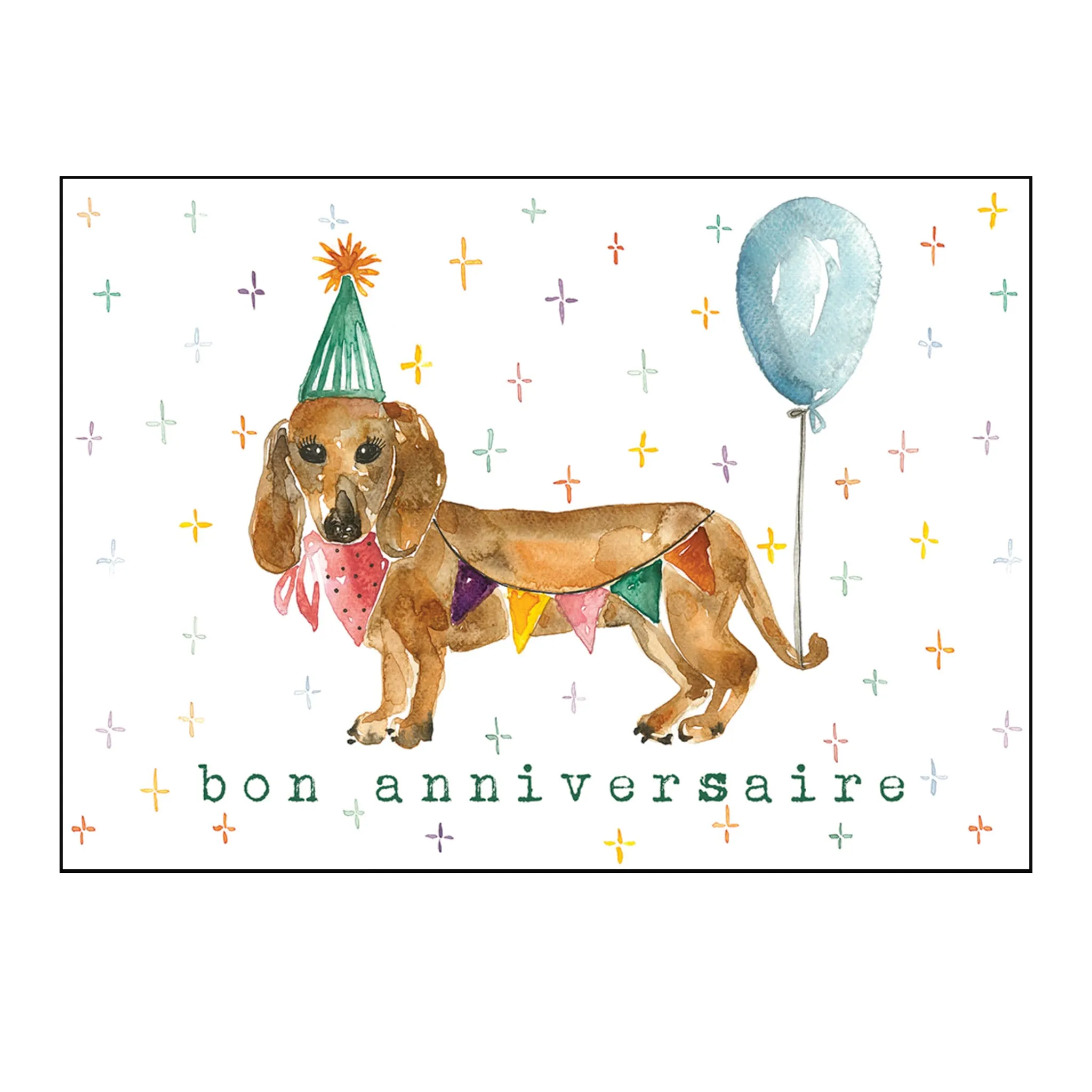 Stéphanie Renière Illustration Carte de Souhait Bonne Anniversaire Chien