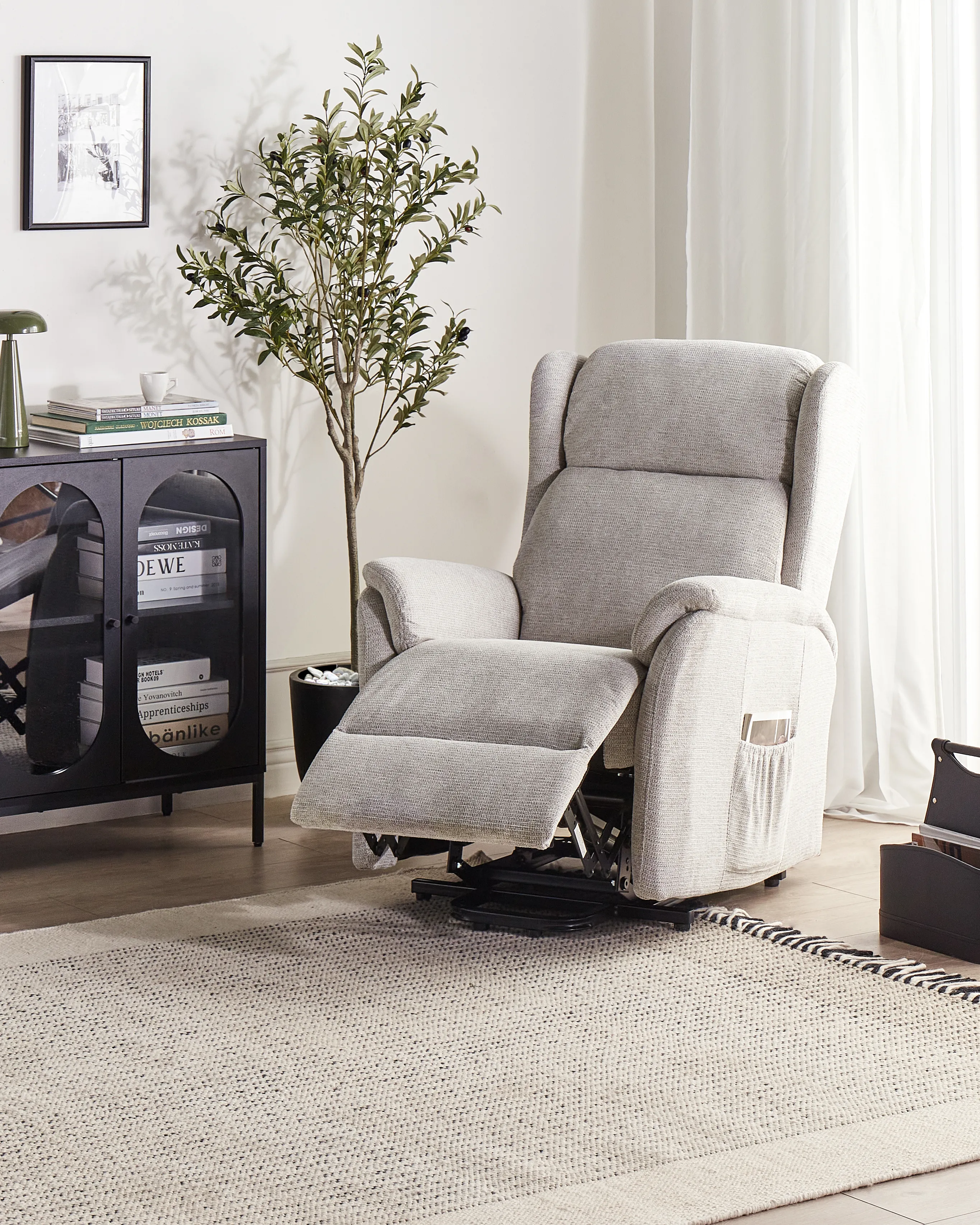 Elektrische relaxfauteuil ELEGY inclusief voetensteun Stof Lichtgrijs