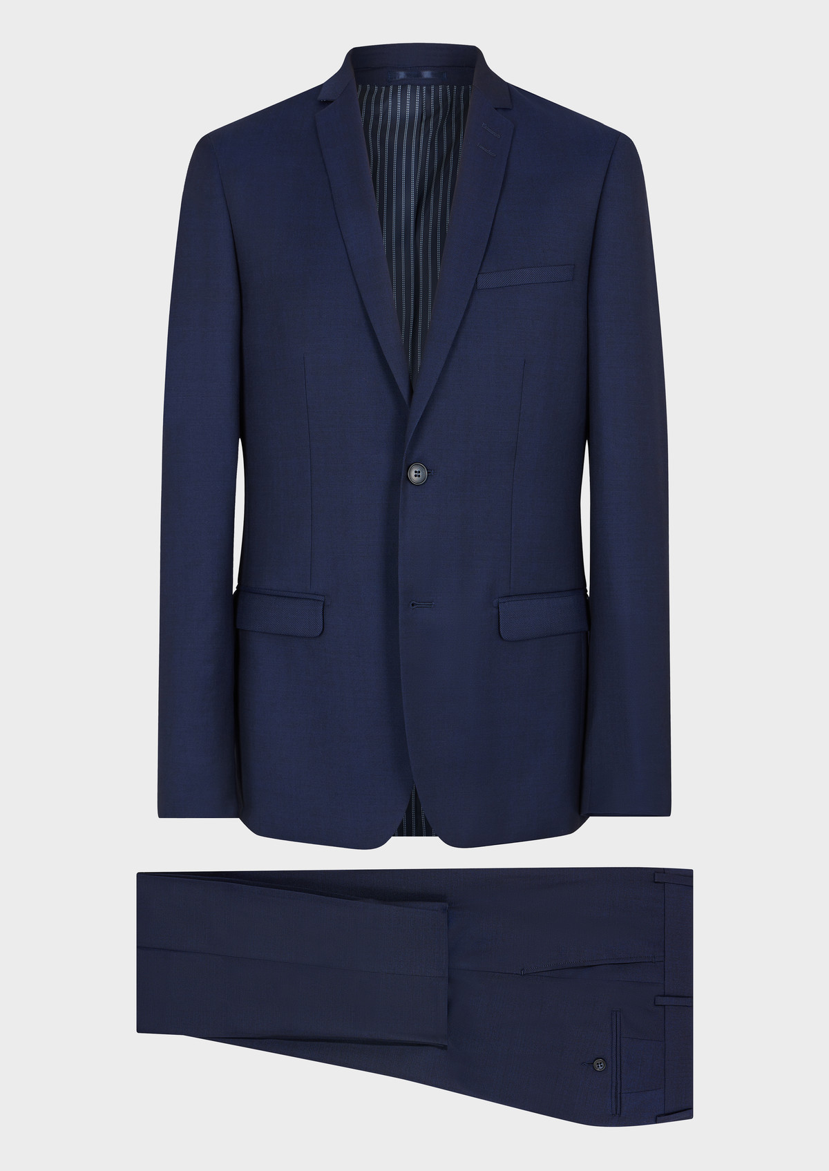 Costume 2 pièces Slim en laine unie bleu indigo
