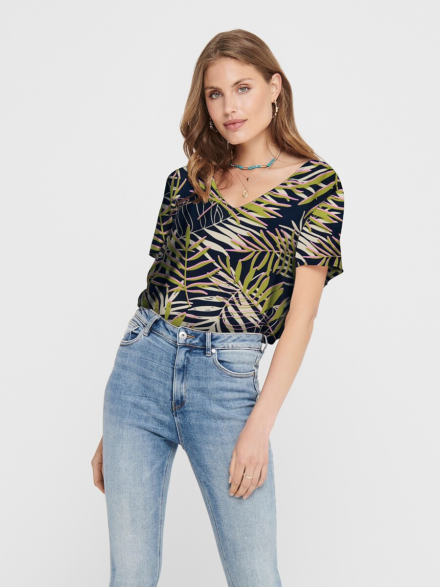 Blusa JDY com mangas curtas e decote em V