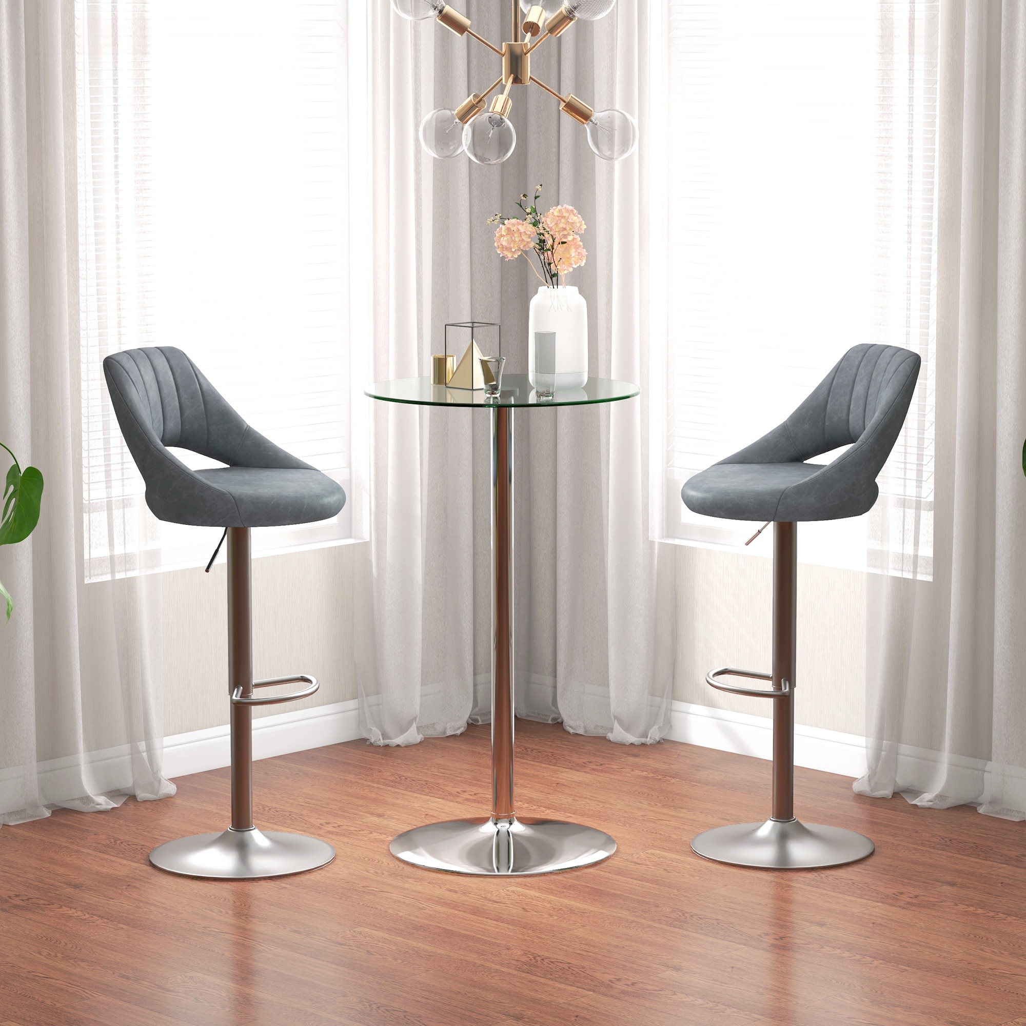 HOMCOM Bartisch mit rutschfesten Fußpad transparent Ø60 x 102H cm