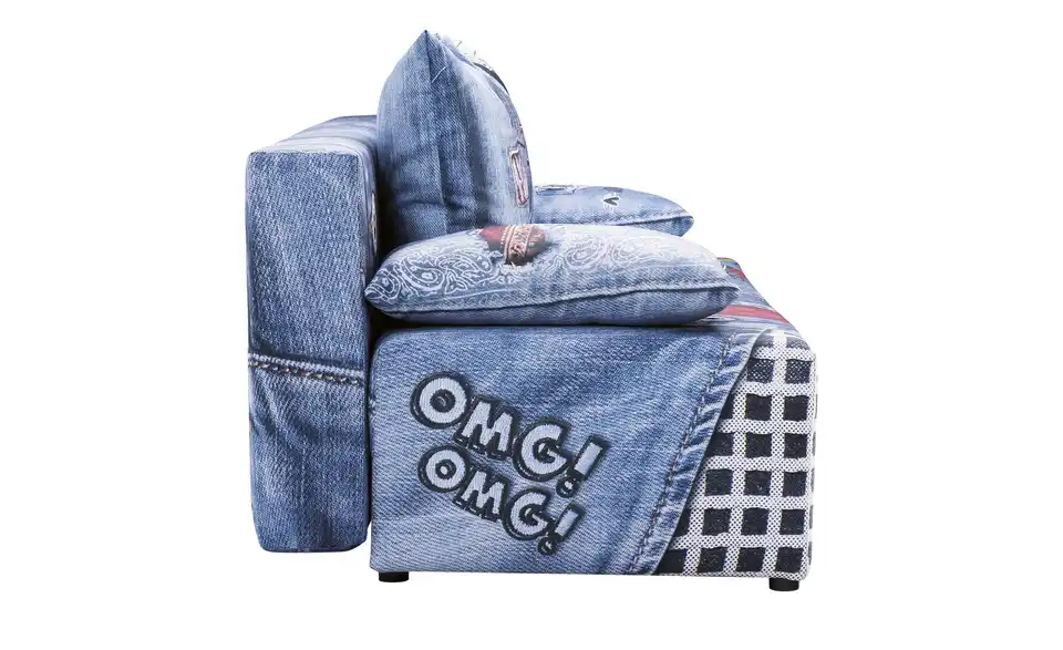 Schlafsofa Play-Full Blue Denimblau, mehrfarbig Erweiterte Funktion