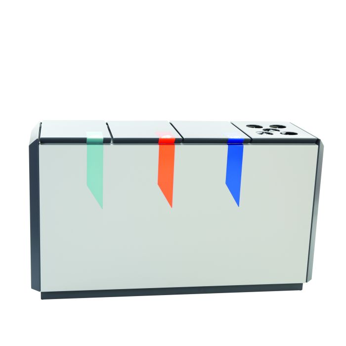 DutchDesign Brandveilige Afvalscheidingsunit Recyclostar 4 Bekerinzet 220 Liter Recycling afvalbak met bekerinzet, 4x55 liter (VB708376)