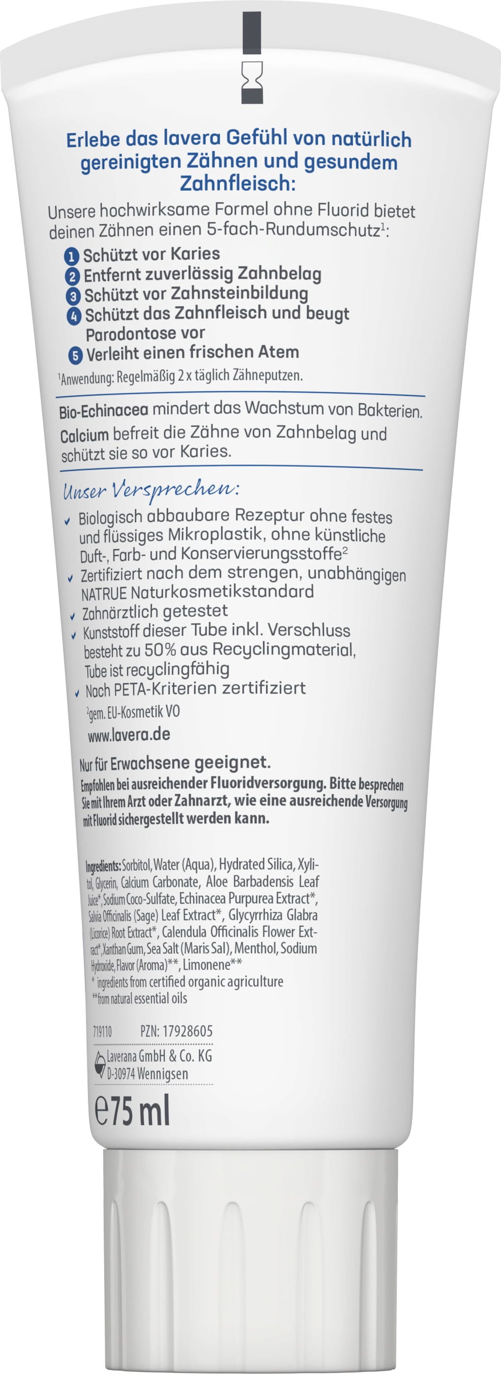 lavera  Zahncreme Complete Care Fluoridfrei, 75 ml