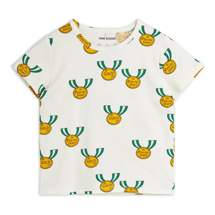 Mini Rodini T-Shirt Médailles Coton Bio | Blanc