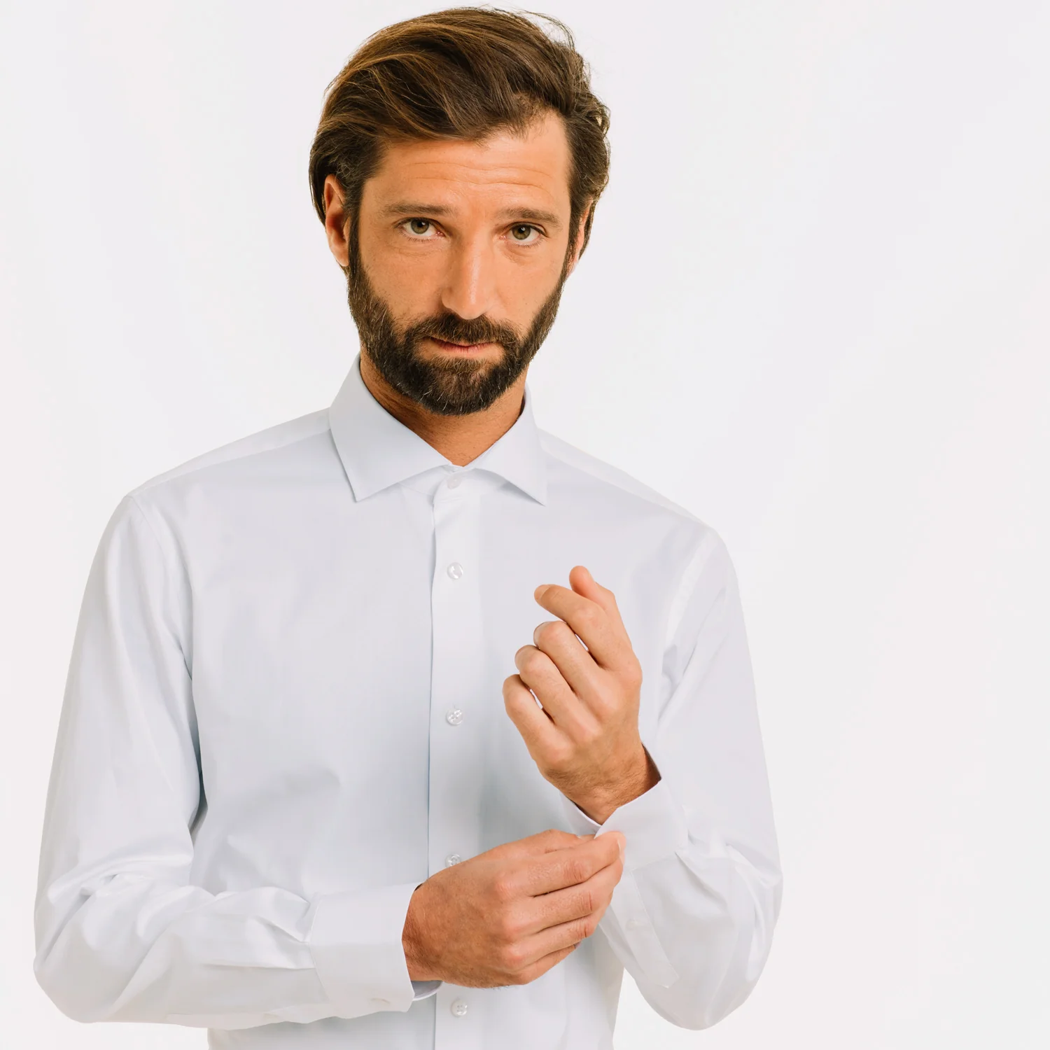 White double-twisted Oxford shirt