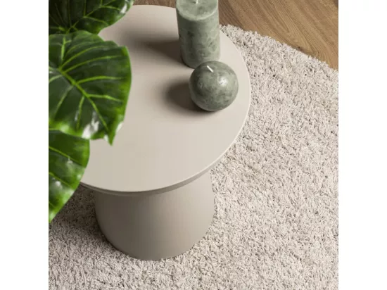 Tapis shaggy à poils longs moderne crème ø 80 cm