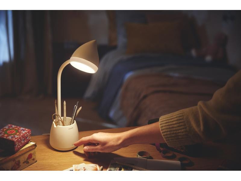 Philips Hat Tischleuchte weiss 80 lm LED-Schreibtischleuchte