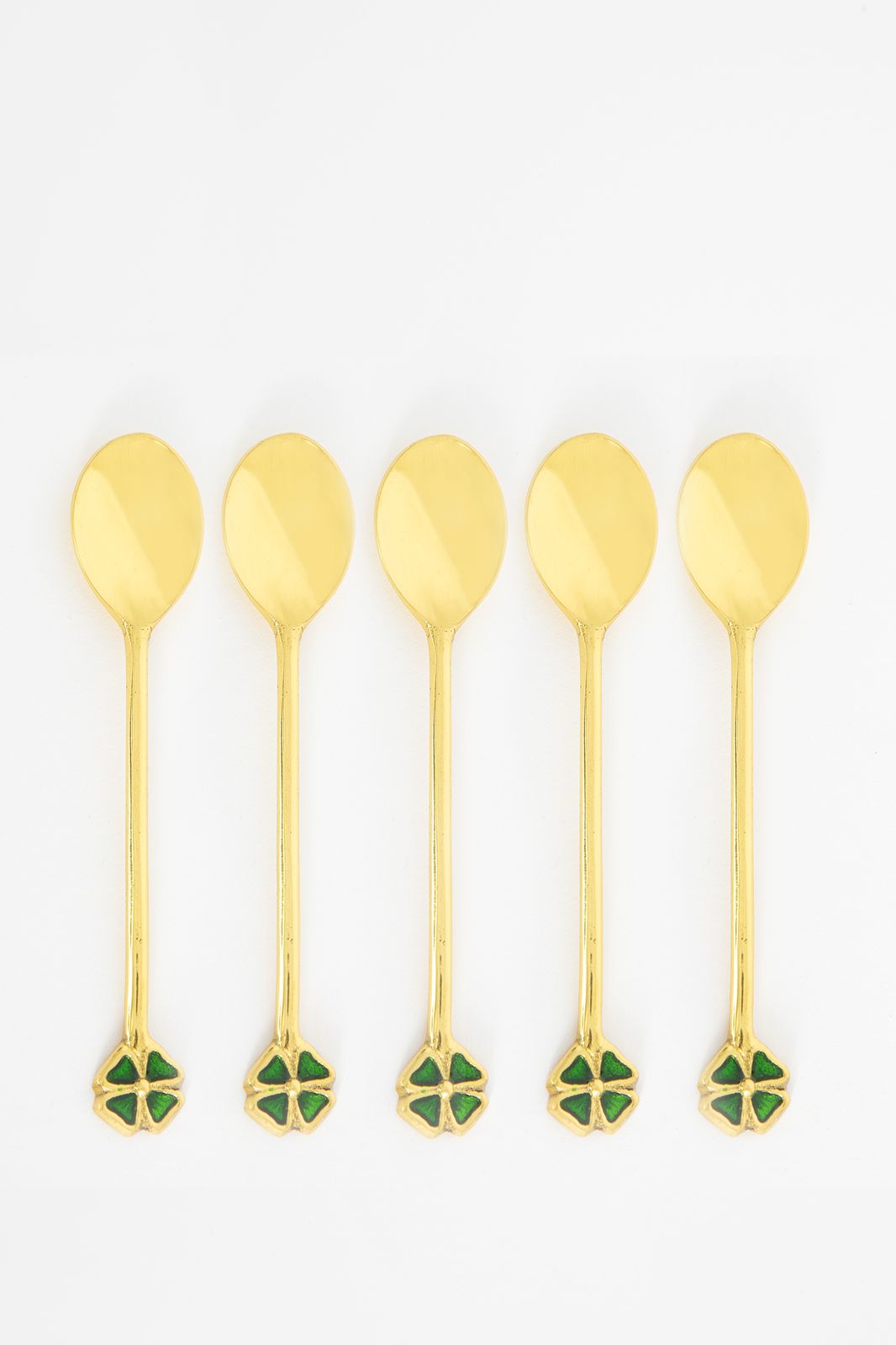 Set van theelepels met klavertjes