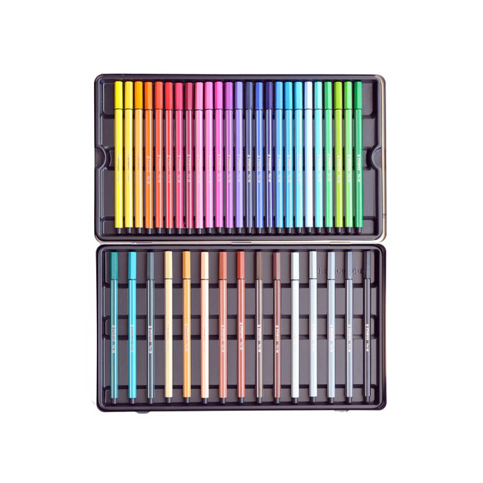 STABILO Pen 68 - Viltstift - Metalen Doos met 40 Stuks
