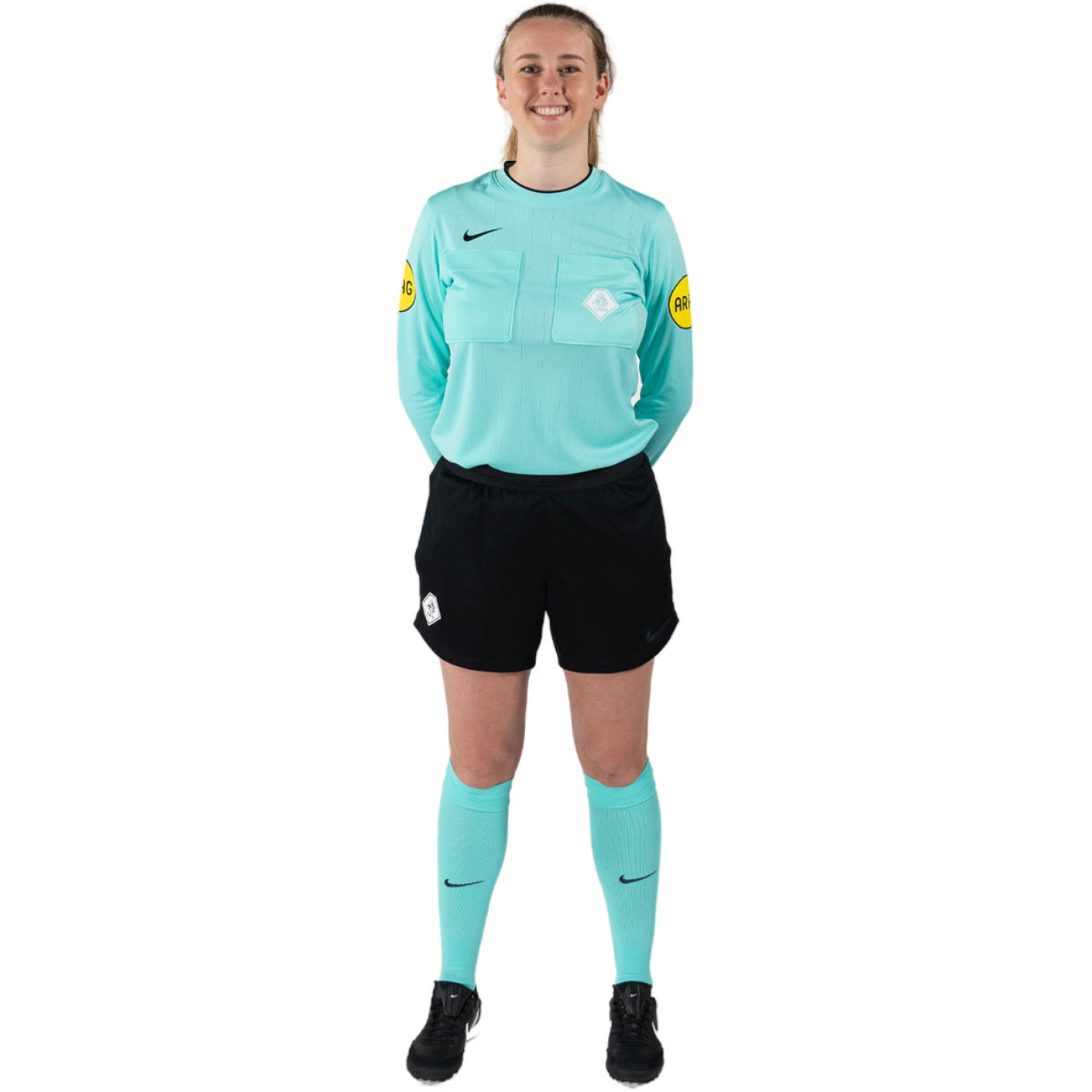 Nike KNVB Scheidsrechterstenue Lange Mouwen 2024-2026 Dames Turquoise Zwart