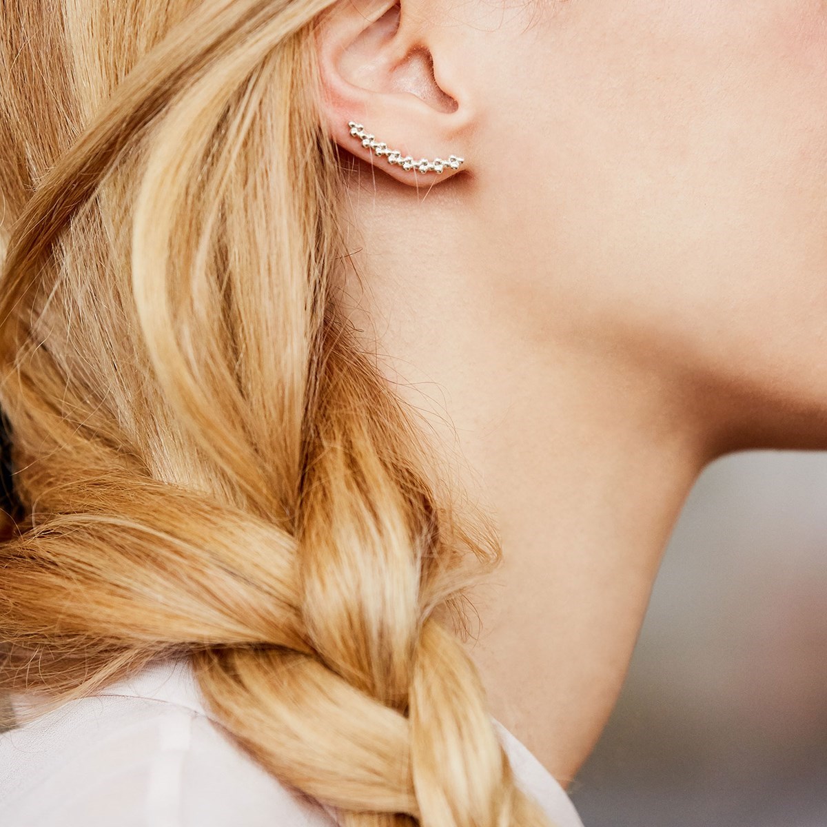 Boucle argent trois perles