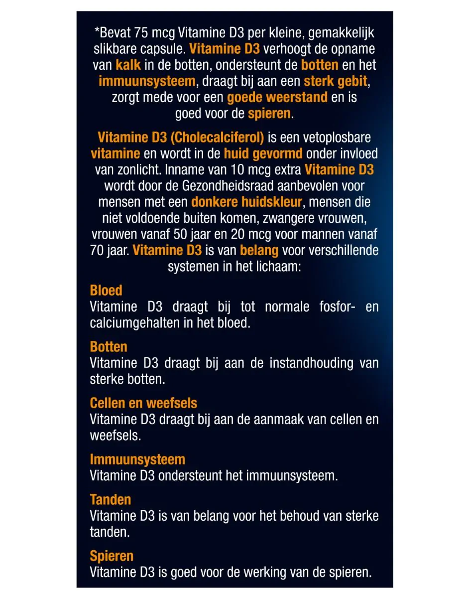 Vitamine D3 75 mcg 80 capsules