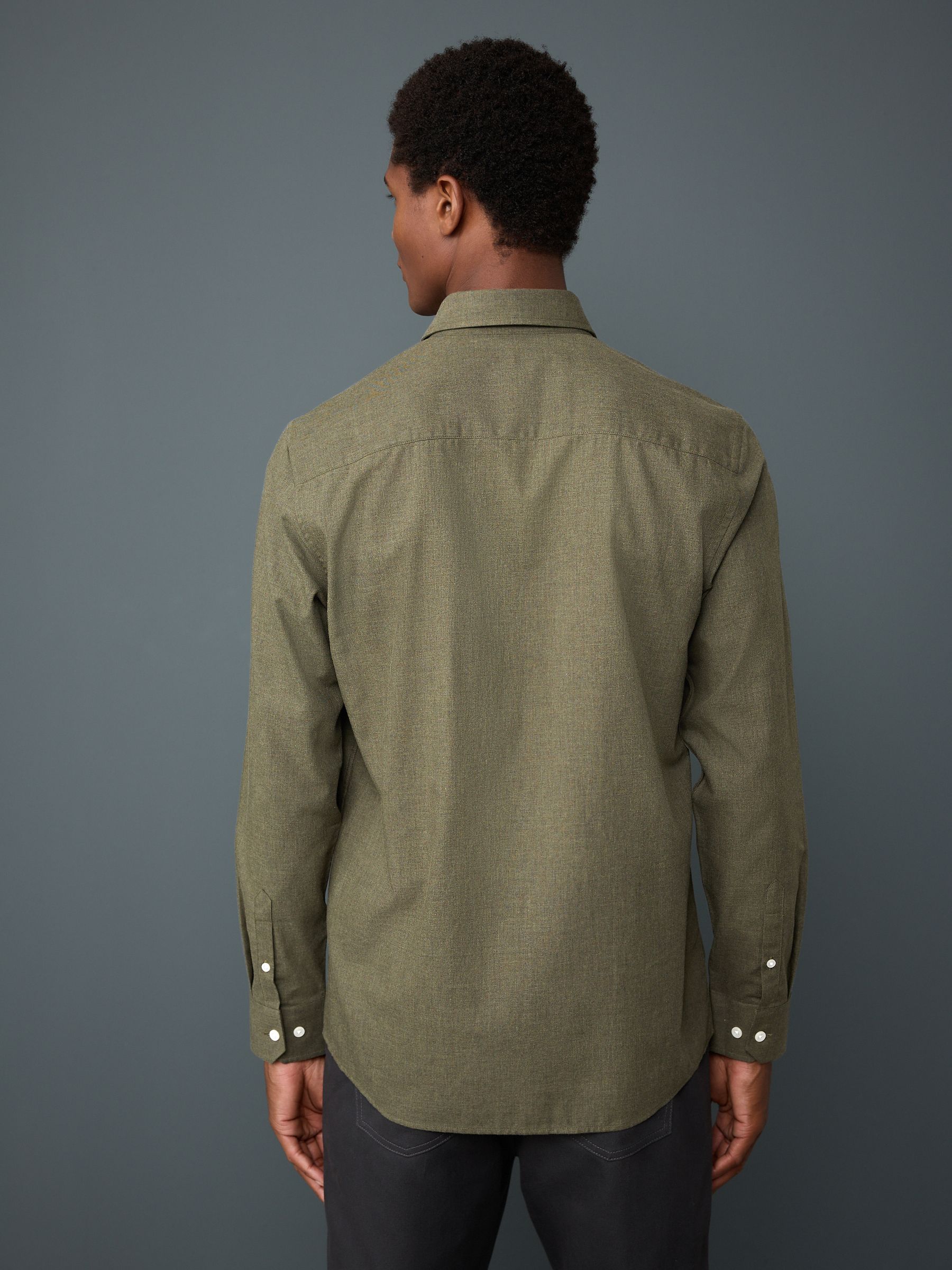 Olijfgroen - Long Sleeve Soft Touch Smart Shirt