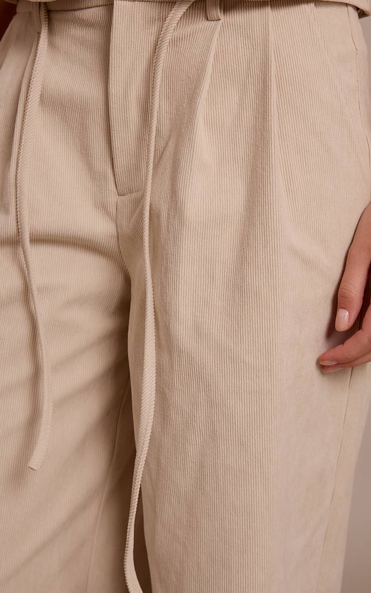 Sable Pantalon Large En Velours Côtelé Tailleur Avec Détail Nœud À La Taille