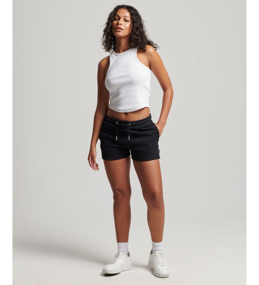 Shorts pretos bordados vintage da Superdry