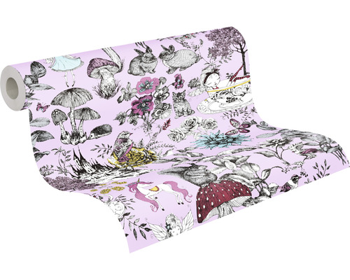 Vliesbehang 38120-3 Little Love Dieren & Feeën roze