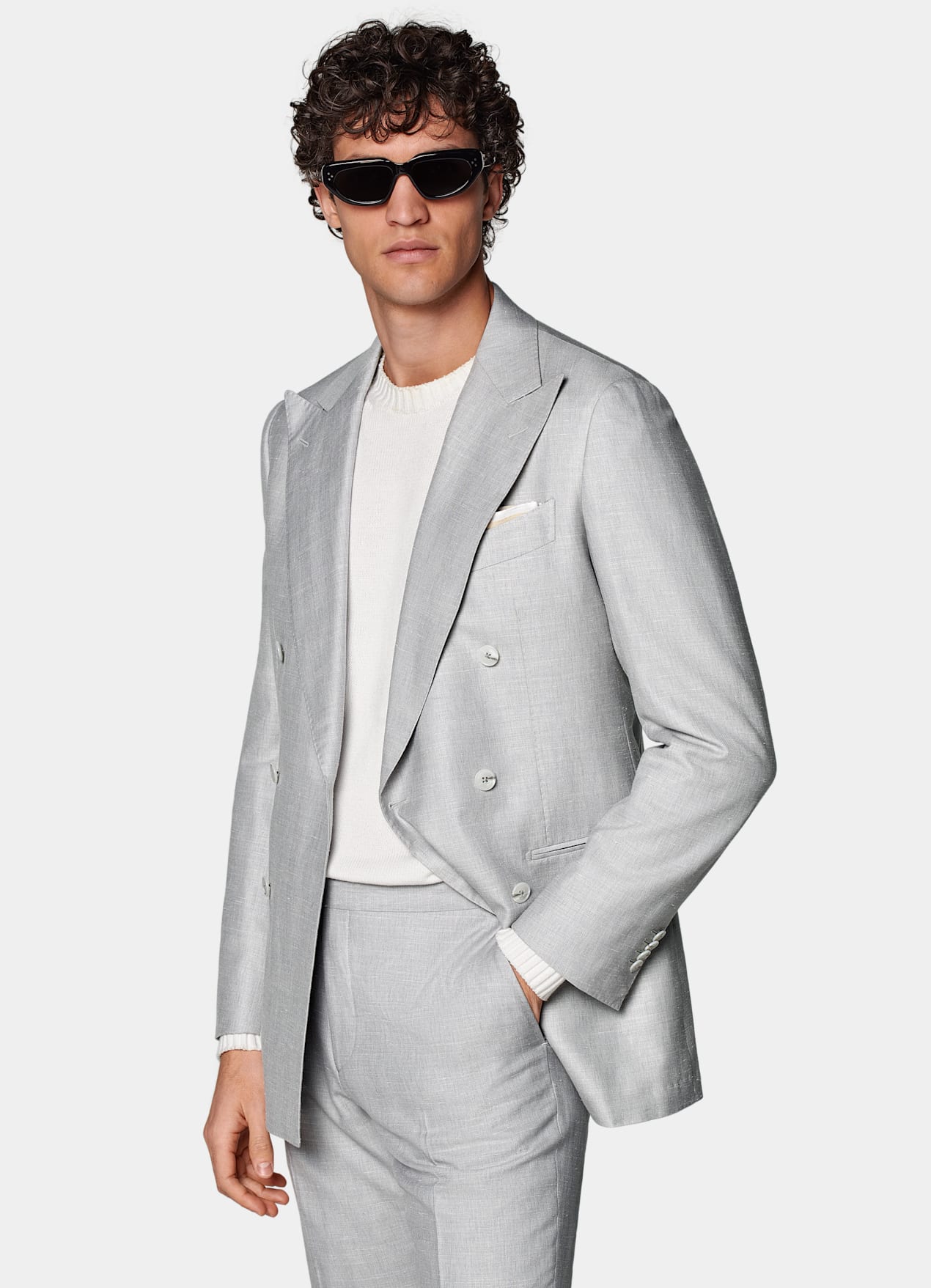 Costume Havana coupe Tailored gris clair