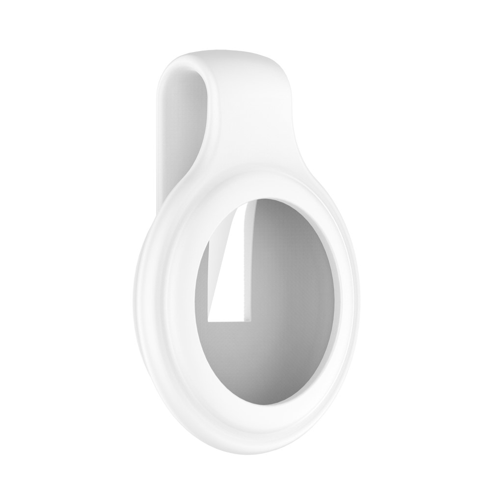 Apple AirTag Anhänger Silikon Case Hülle mit Gürtelclip - Weiss