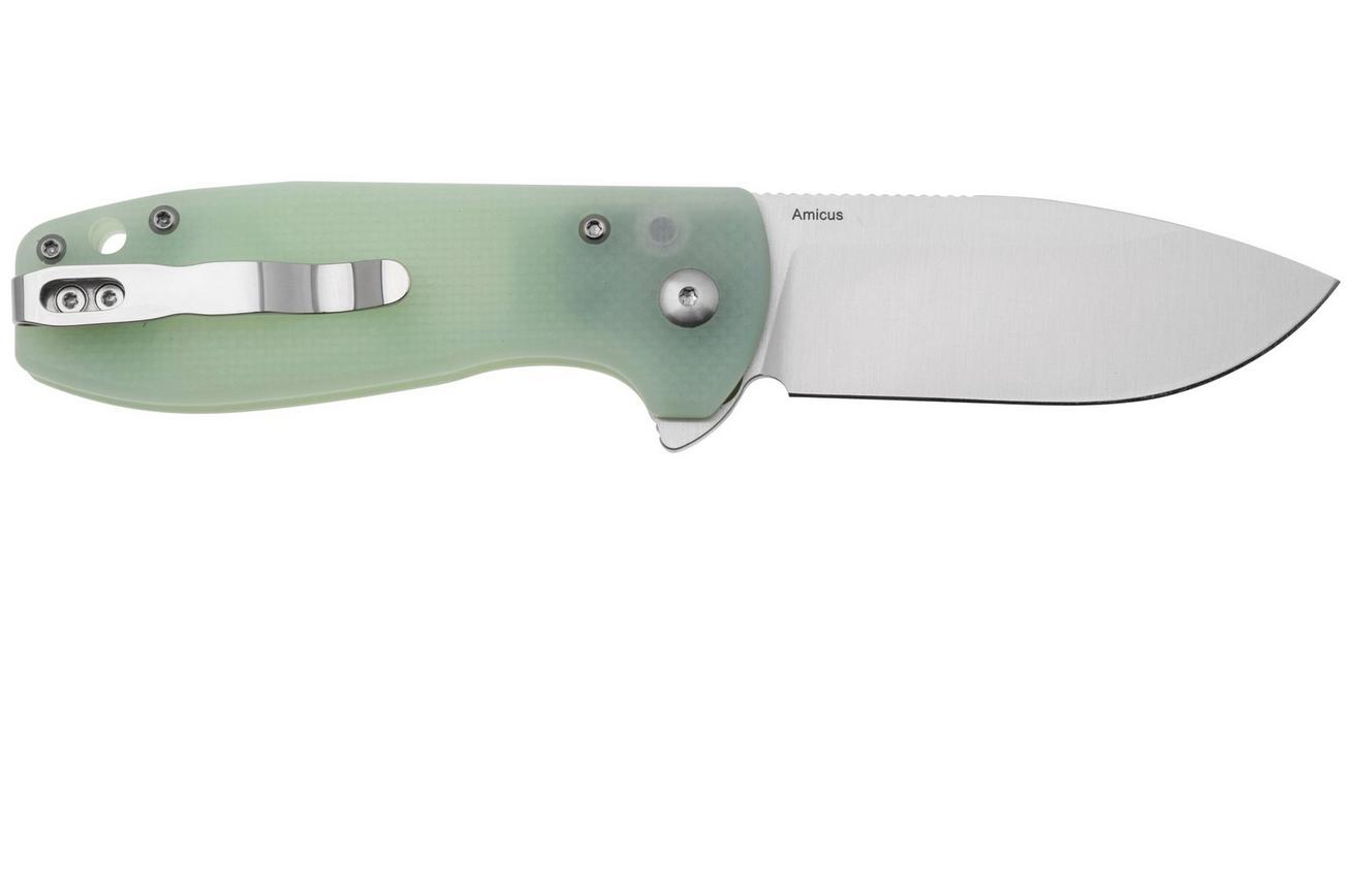 Kizer Amicus L3002A2 Button Lock, Jade G10, zakmes