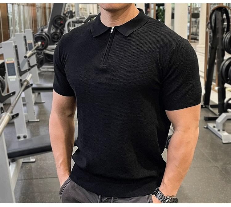 GRAYCIOUS - Poloshirt met korte mouwen en halve rits
