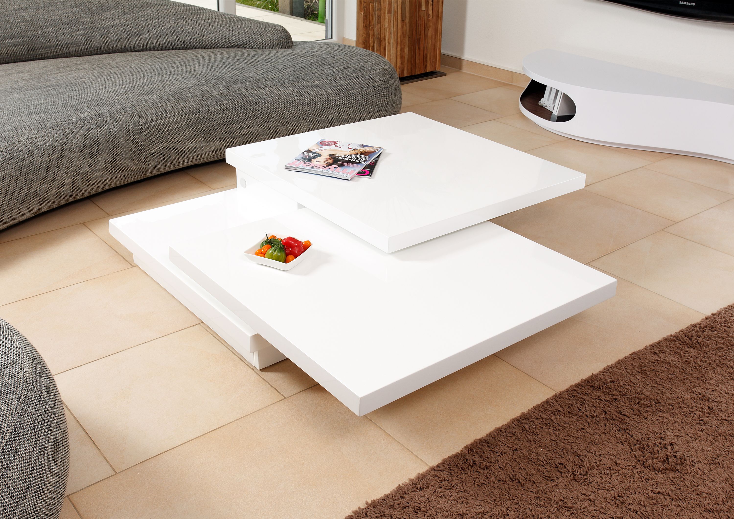 Couchtisch 120x80 hochglanz Beistelltisch Sofatisch Wohnzimmertisch Tisch weiß