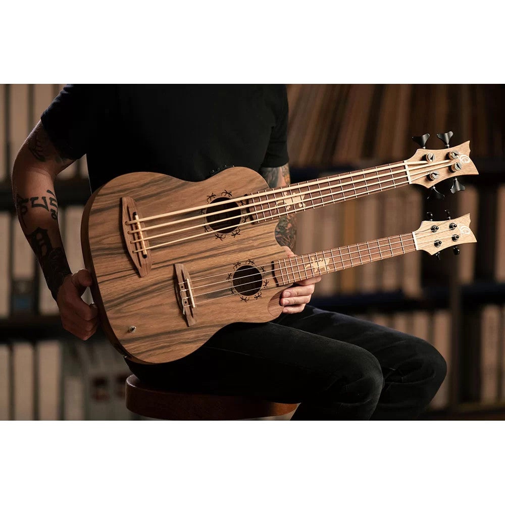 Ortega HYDRA-BSTE Double Neck Bass Tenor Uke dubbele elektrisch-akoestische ukelele met gigbag