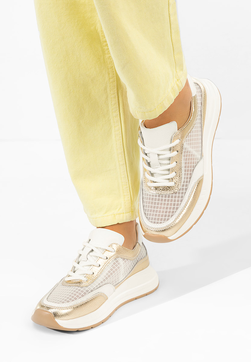 Baskets pour femme en cuir dorées Luelia