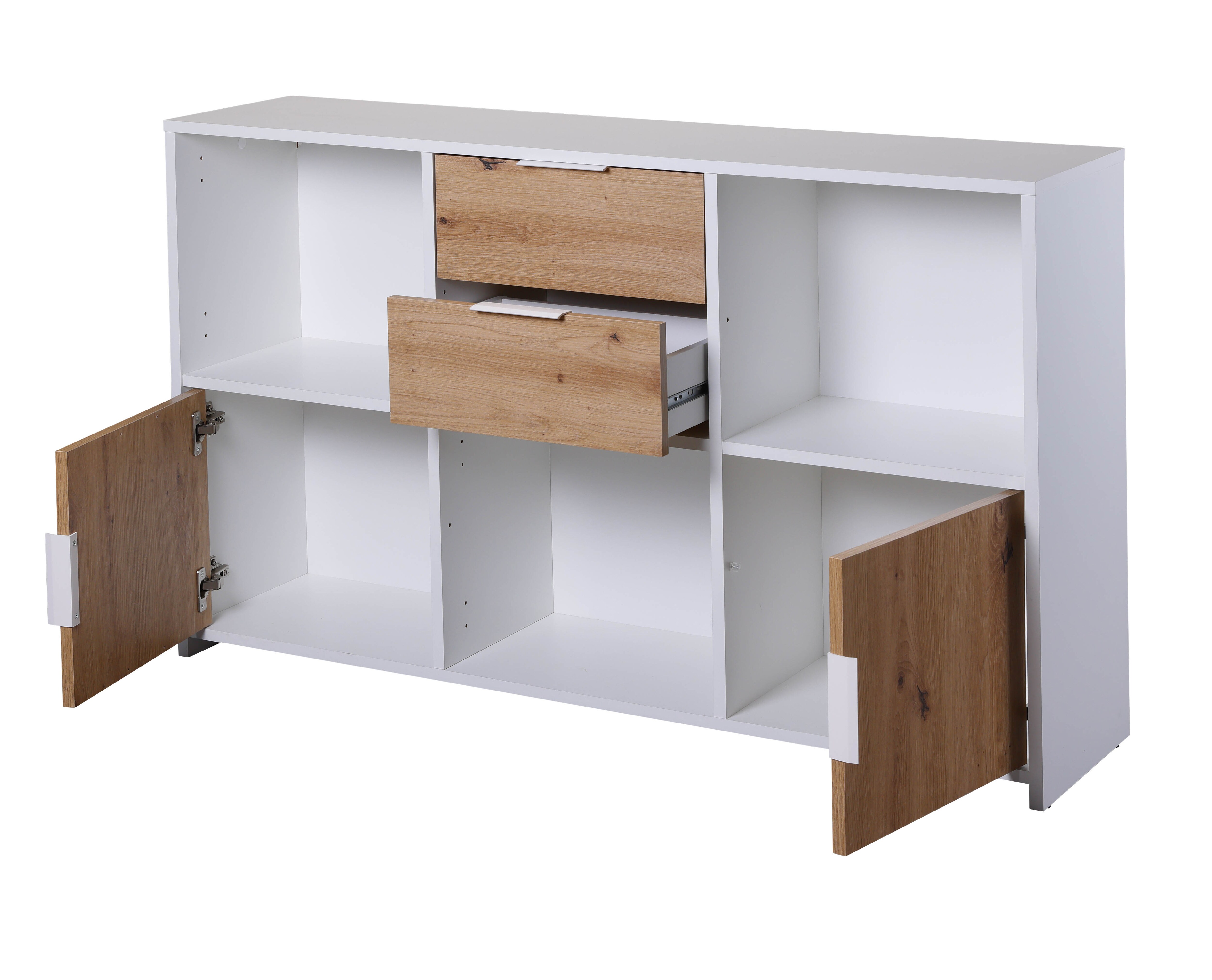 Inter Link Sideboard Pepeto - Weiss und Eiche Artisan Nachbildung - versch. Farben