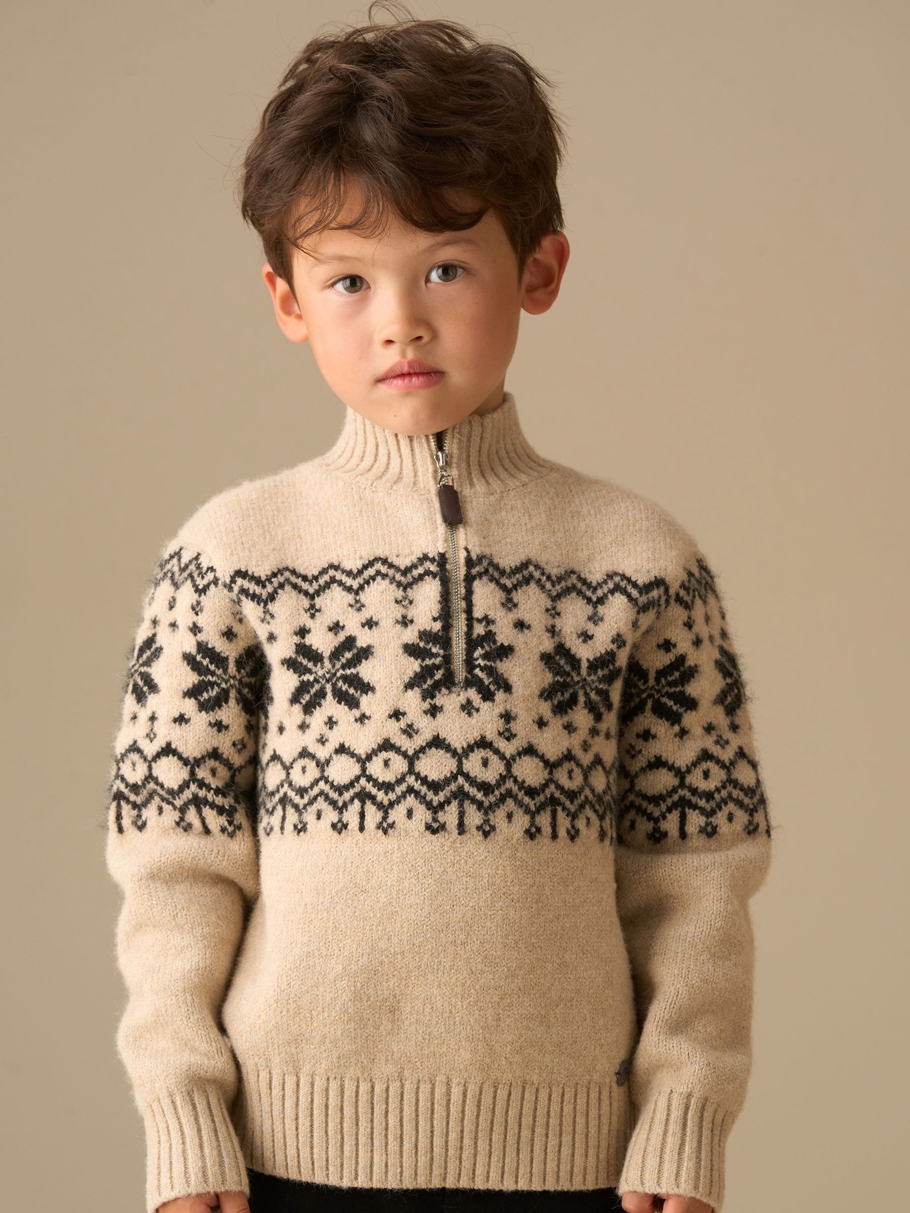 Natuurlijk - Angel & Rocket Oakley Fairisle trui met ritskraag