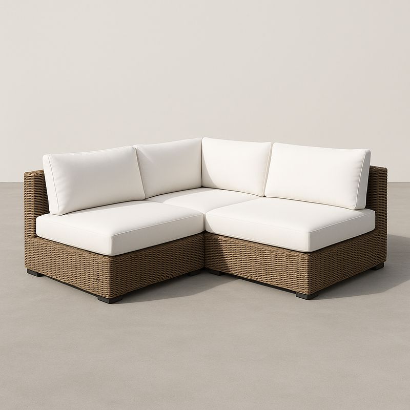 Eckmodul Gartensofa Polyrattan Weiß Kissen Aluminiumrahmen