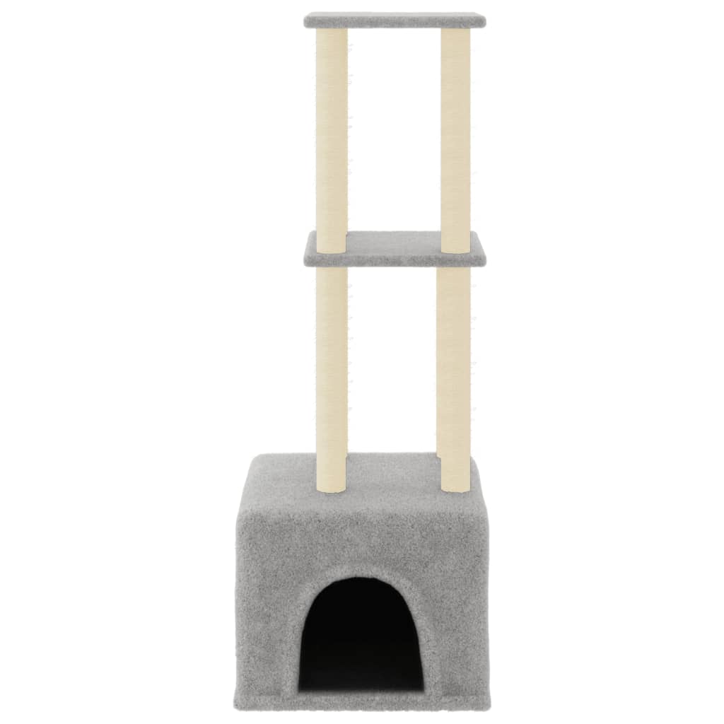 Arranhador para gatos vidaXL com hastes de sisal cinza claro, 133,5 cm