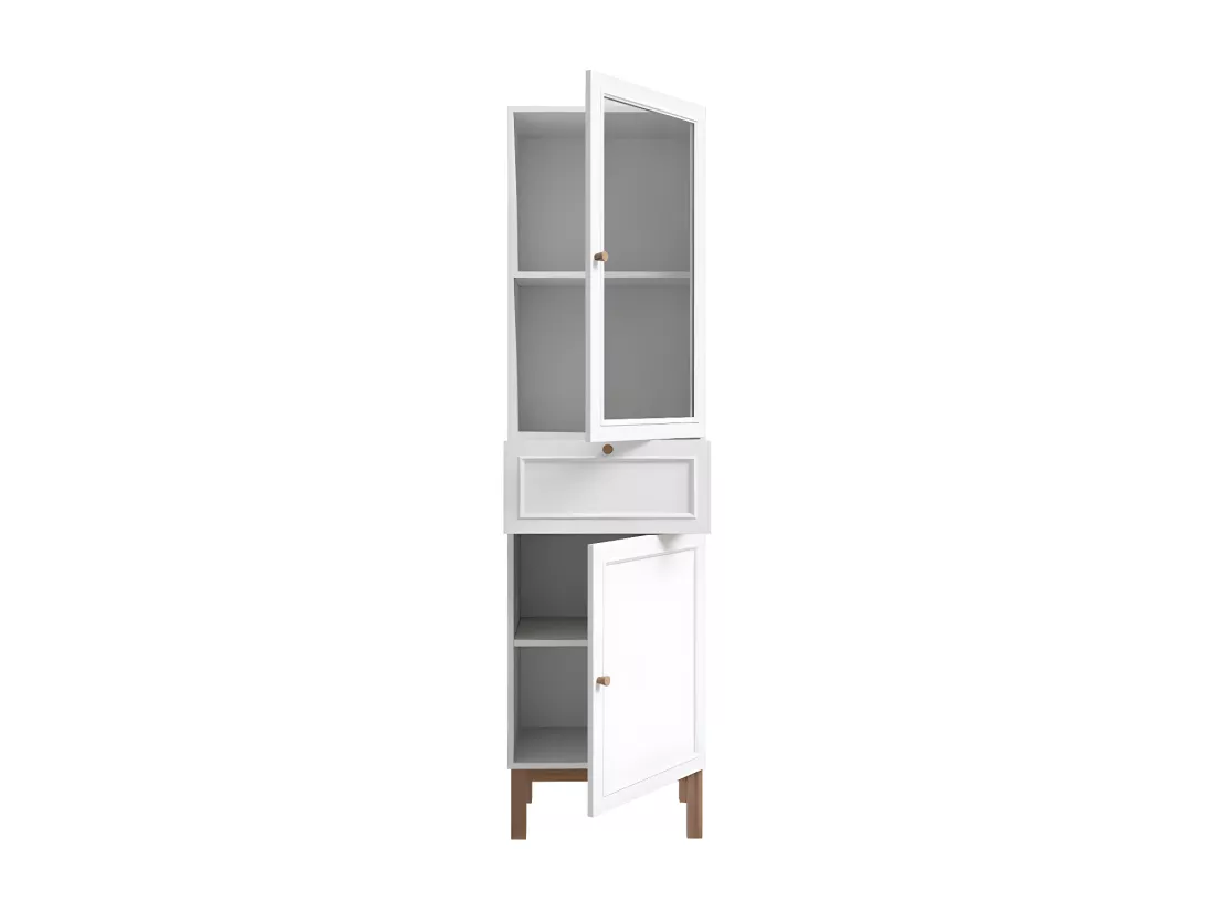 Colonne vitrée décor gris et chêne avec portes réversibles - UDINE
