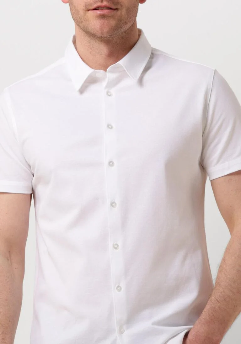 PURE PATH witte pure path casual overhemd pique shortsleeve button up shirt