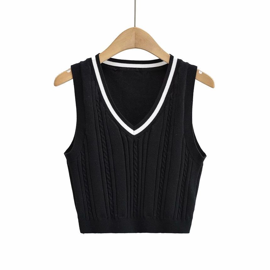 Osion - V-hals cropped sweatervest