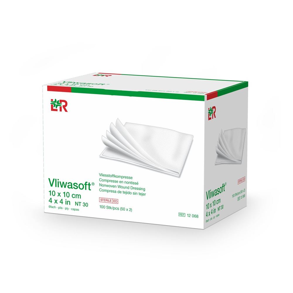 VLIWASOFT Vliesstoffkompressen 10x10cm 6-lagig steril 2 Stk