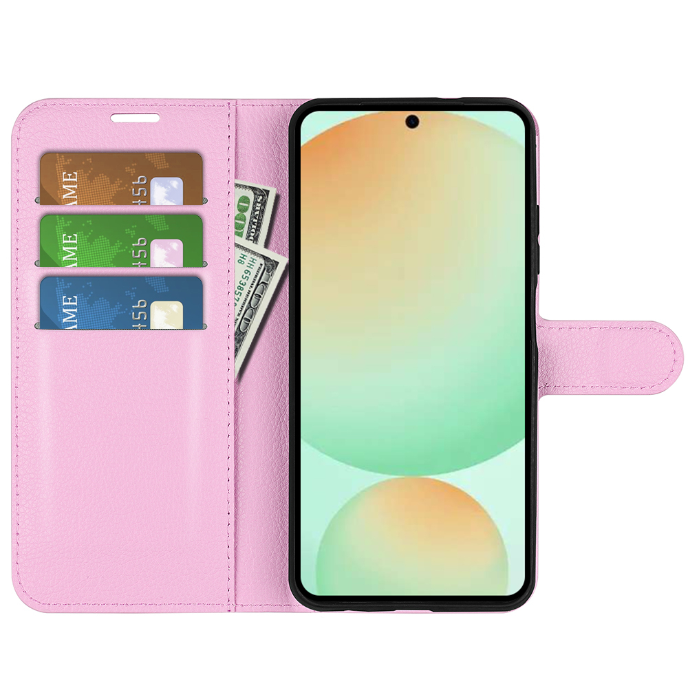 Samsung Galaxy S25 FE Leder Tasche Flip Cover Litchi Look - Rosa