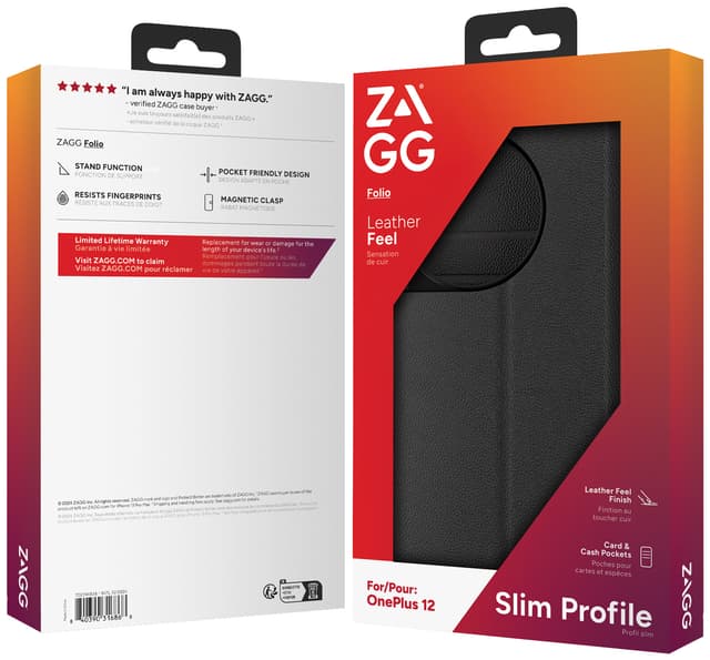 Zagg OnePlus 12 pungetui (sort)