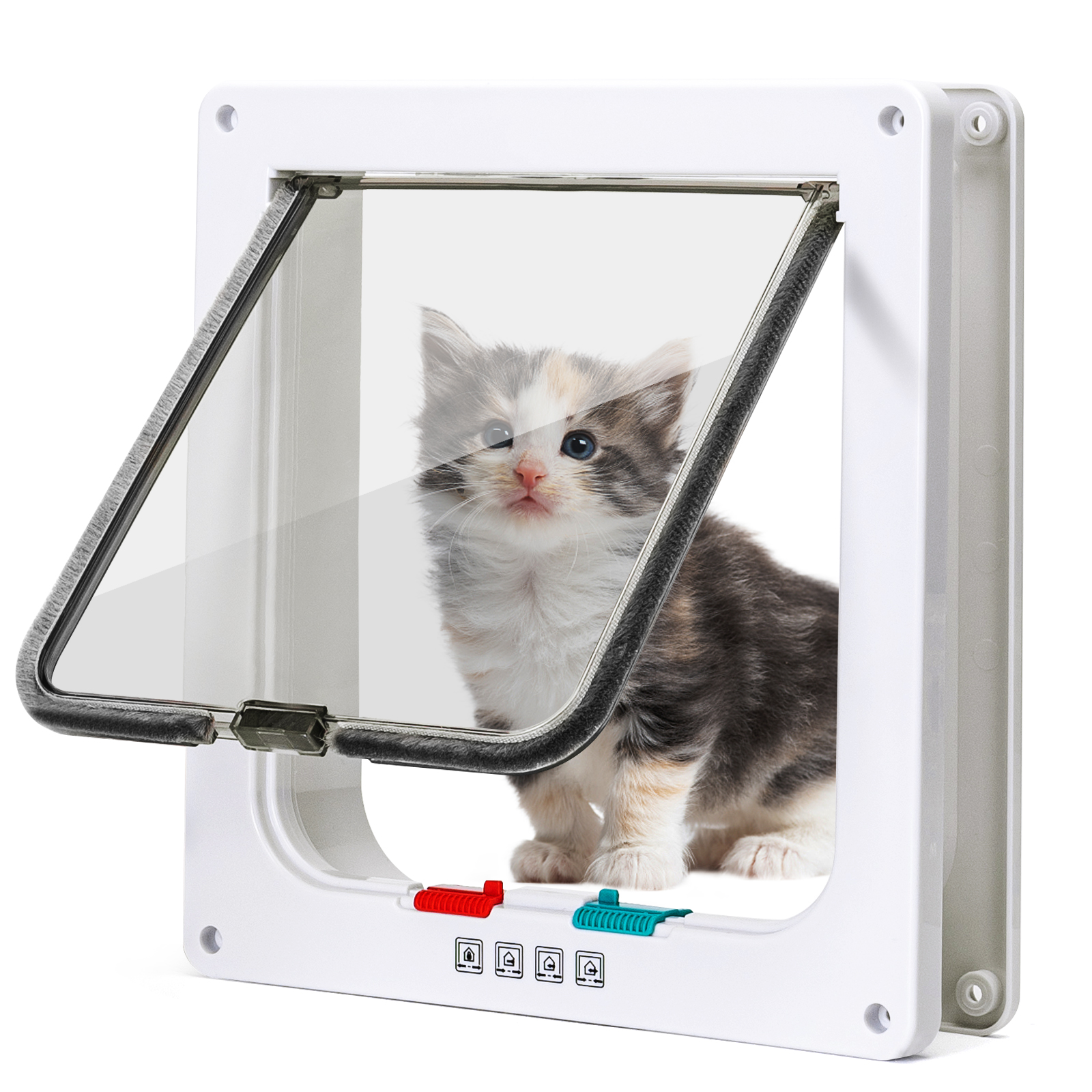 Nobleza - Porta para Gatos, Porta para Gatos com Fecho Magnético em 4 Direções, Porta para Animais de Estimação para Gatos e Cães de Pequeno Porte, Porta para Gatos com Vidro Transparente (Branca, G)