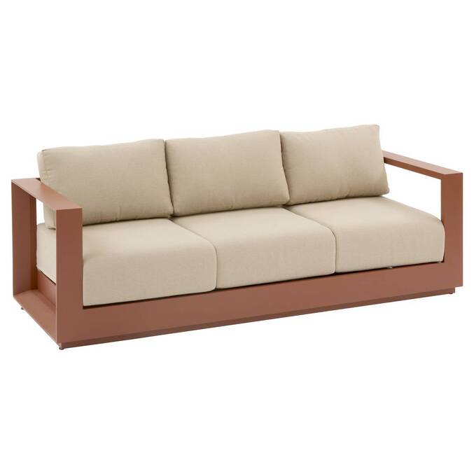 Salon de jardin rotatif ALLURE Beige Zébrano / Acajou