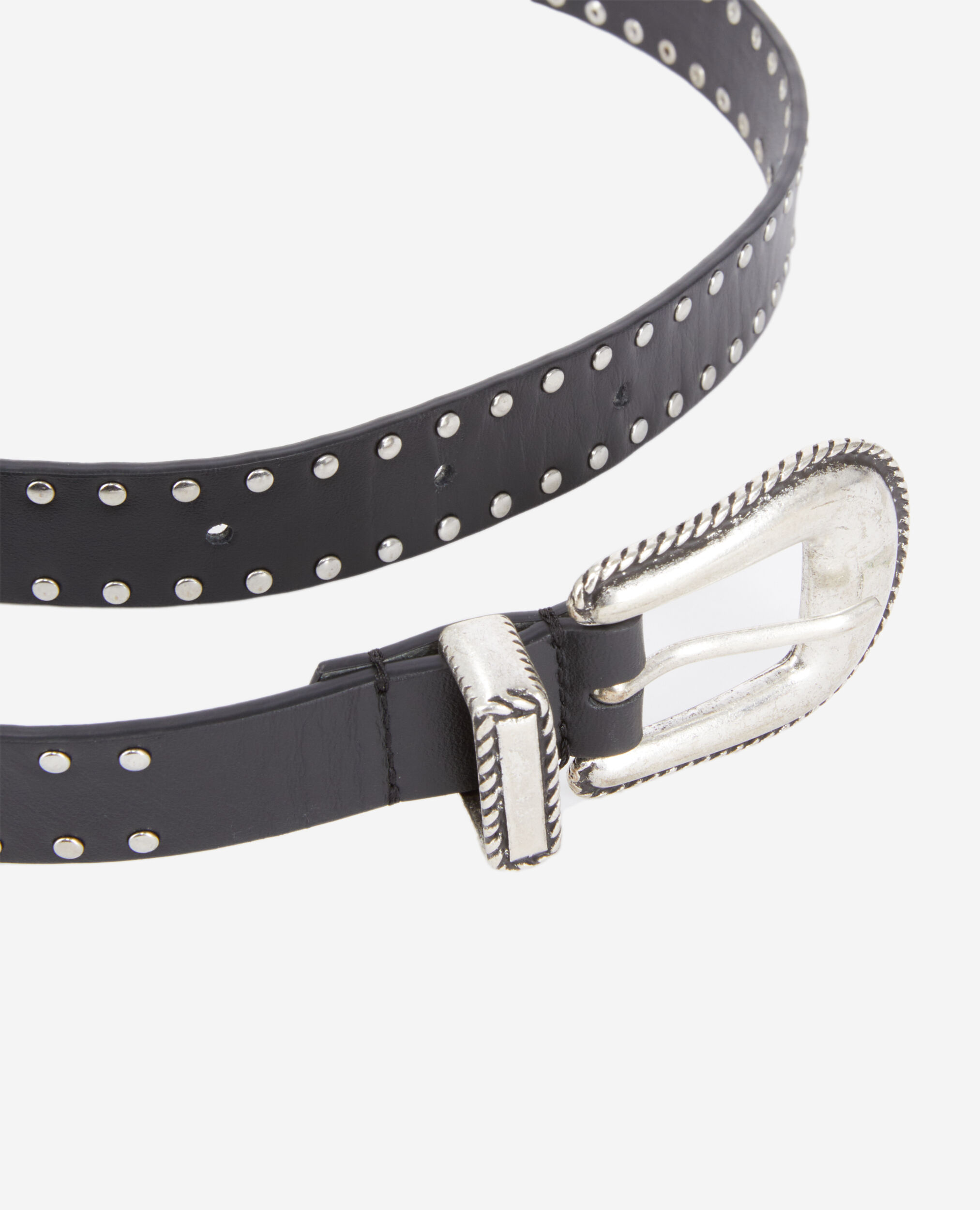 Ceinture en cuir noir avec clous
