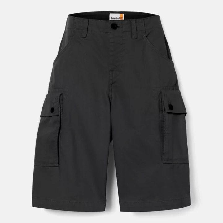 Short cargo en sergé pour homme en noir