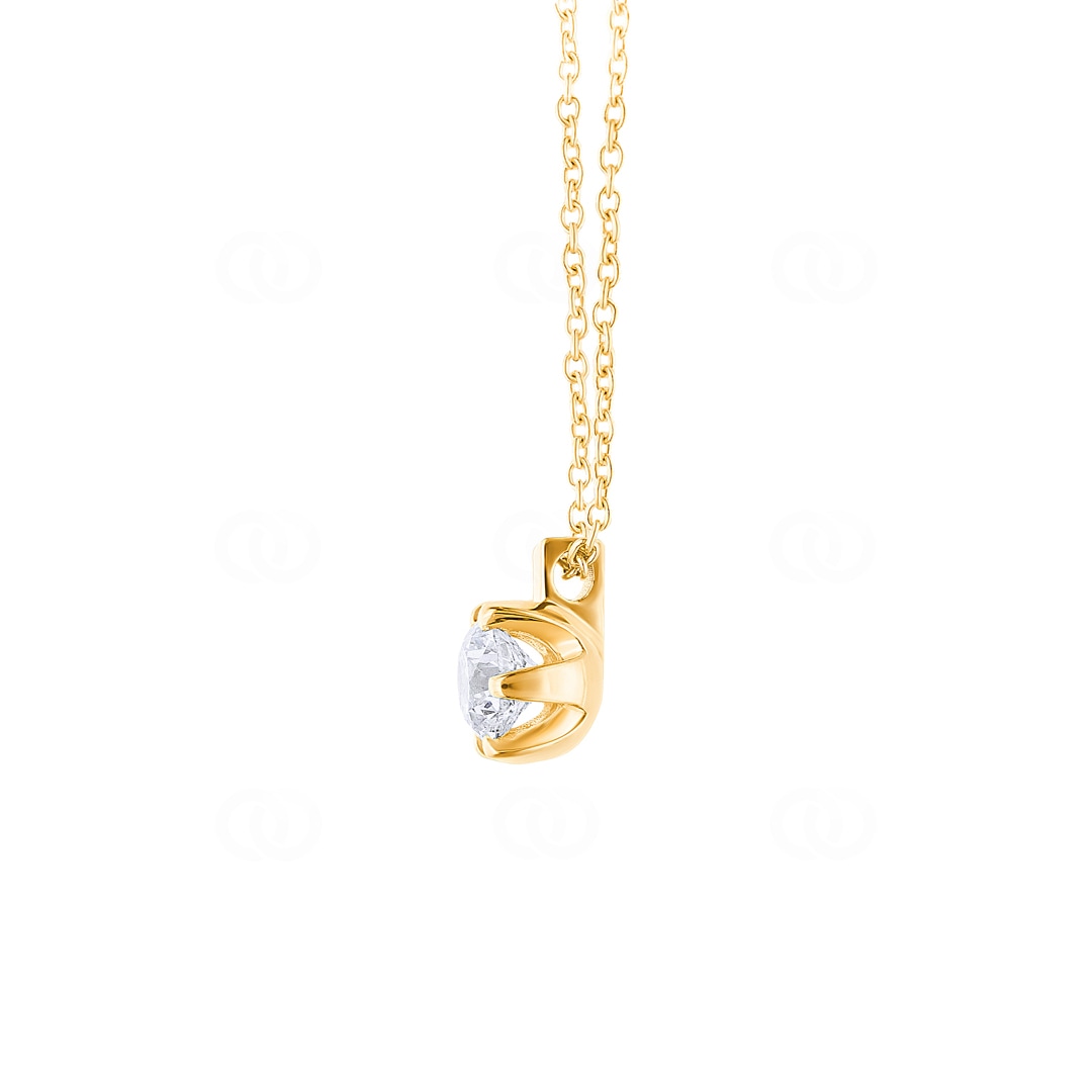 Collier mit Anhänger 750/18 K Gelbgold mit GIA-Diamant 0.70 ct H/si in 6-Griff