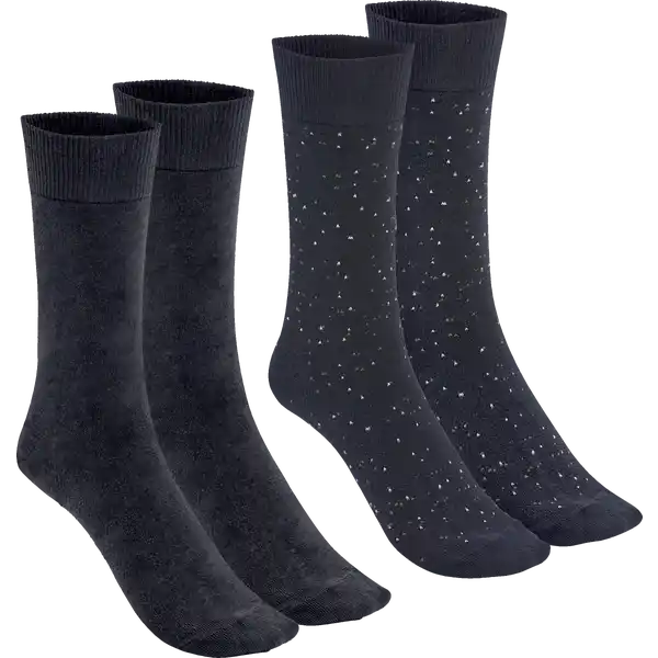 Herren Casualsocke Doppelpack uni  /  gesprenkelt navy Gr. 39 / 42