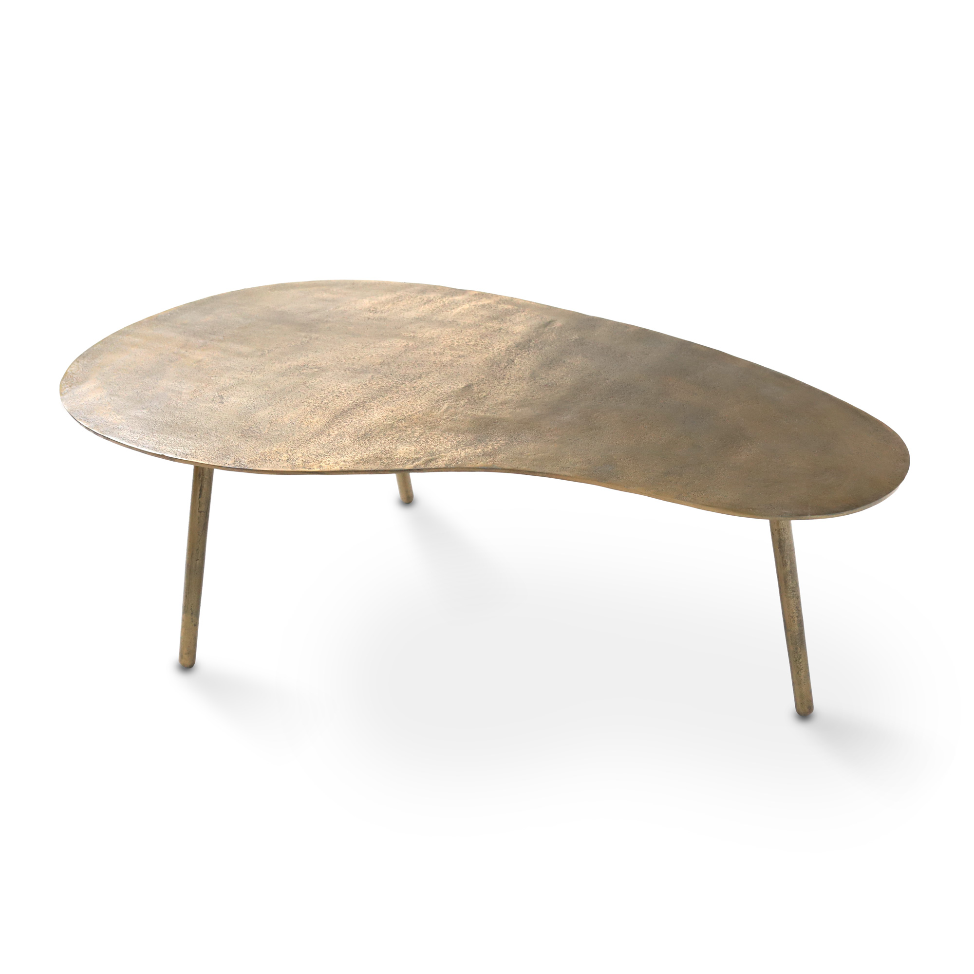 Nierentisch aus Gusseisen L, messing antik, B 120 cm, L 71 cm H 36 cm von fischer's lagerhaus