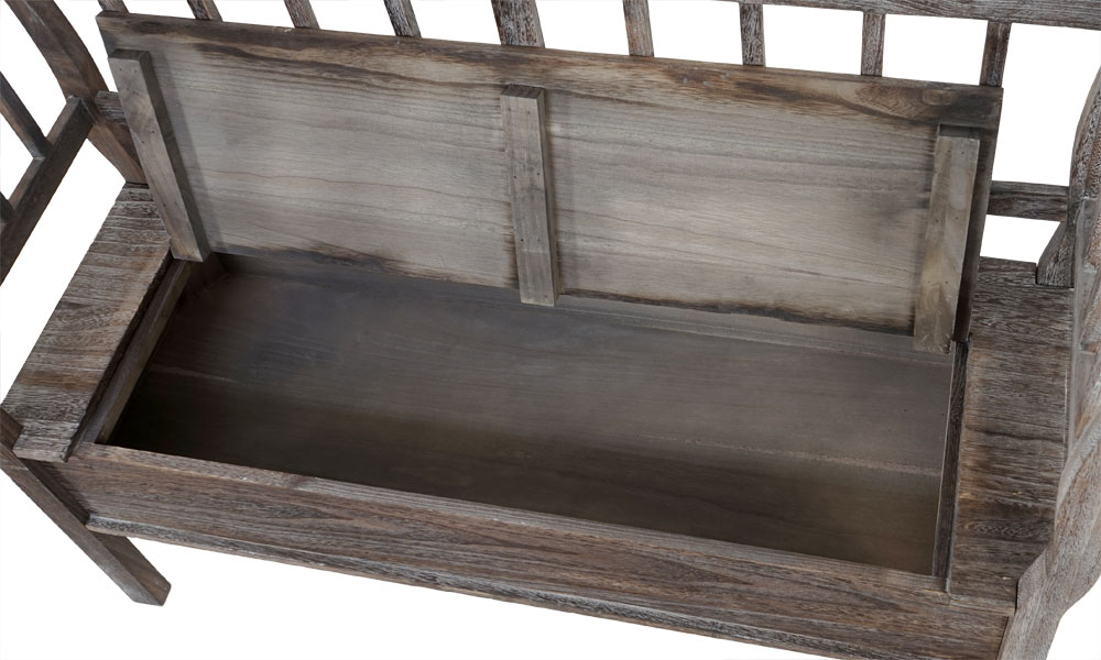 Sitzbank H207, Bank Truhenbank Holzbank Aufbewahrungstruhe, Staufach Kissen Holz 119cm ~ grau-braun, shabby