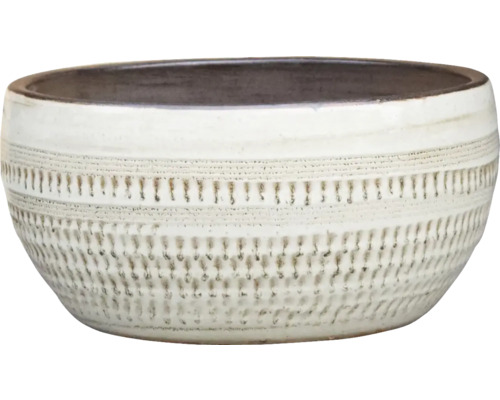 Bloempot Ø 44 cm H 21 cm klei rond wit