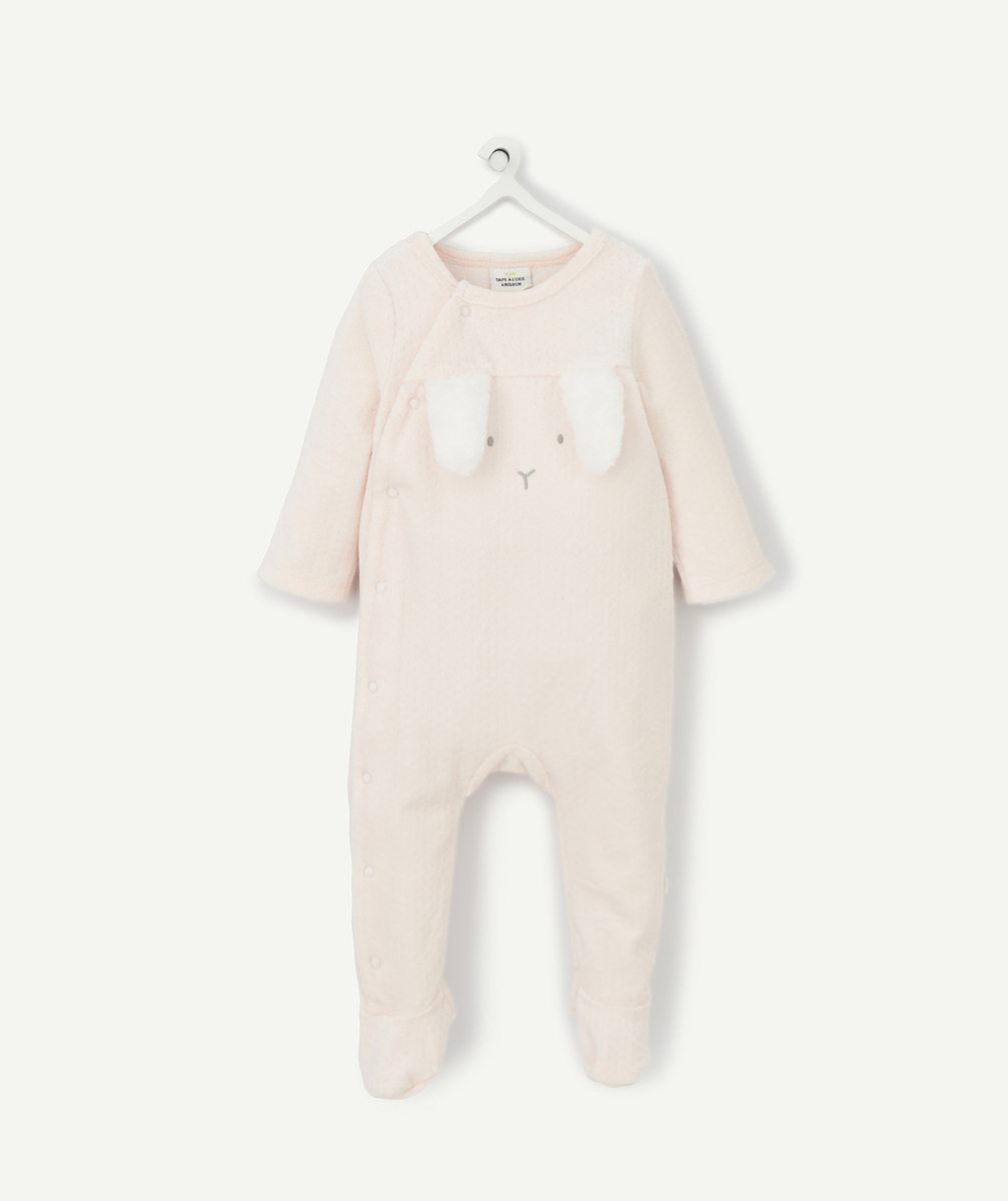 LE DORS BIEN VELOURS ROSE AVEC OREILLES DE LAPIN EN RELIEF